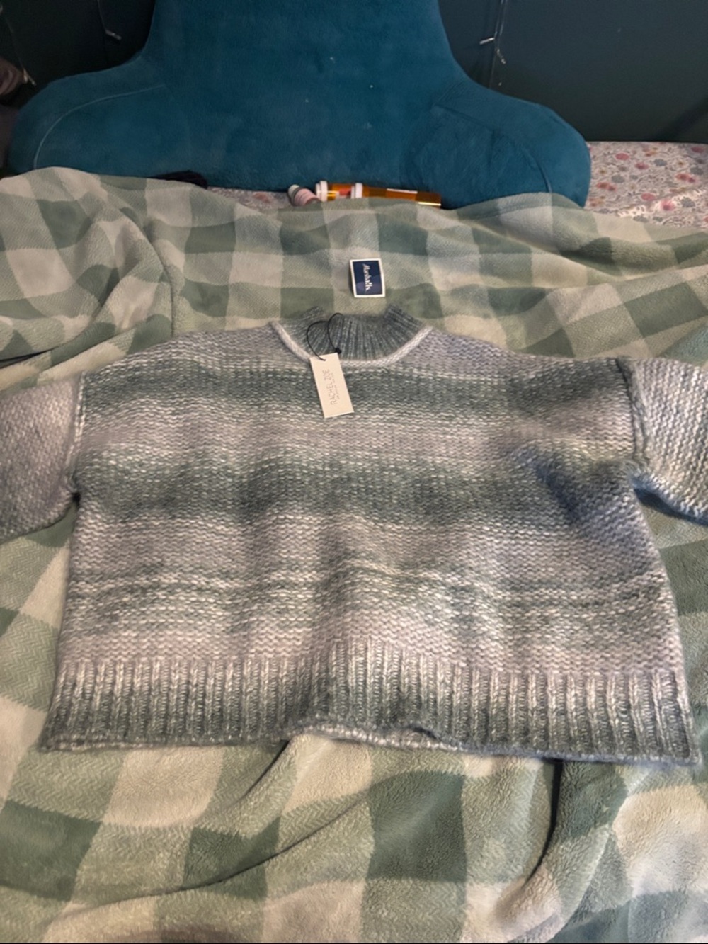 Rachel Zoe Heathered Sage and Gray Crewneck Sweater